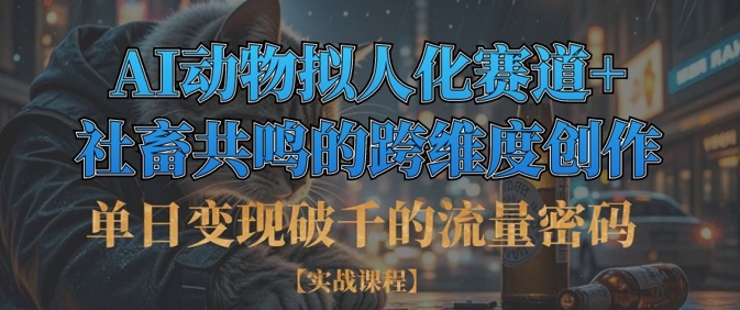单日变现破千的流量密码，AI动物拟人化赛道+社畜共鸣的跨维度创作-华创副业项目资源站