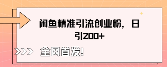 闲鱼精准引流创业粉，轻松日引200+-华创副业项目资源站