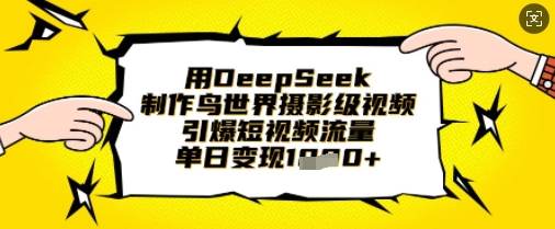 用DeepSeek制作鸟世界摄影级视频,引爆短视频流量,单日变现1k-华创副业项目资源站