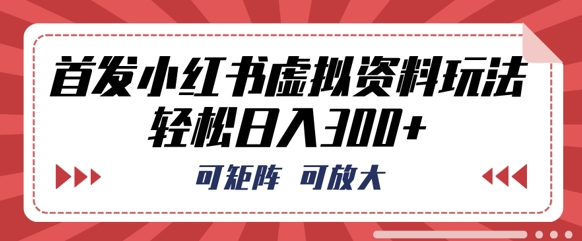首发小红书虚拟资料玩法，可矩阵，可放大，轻松日入3张-华创副业项目资源站