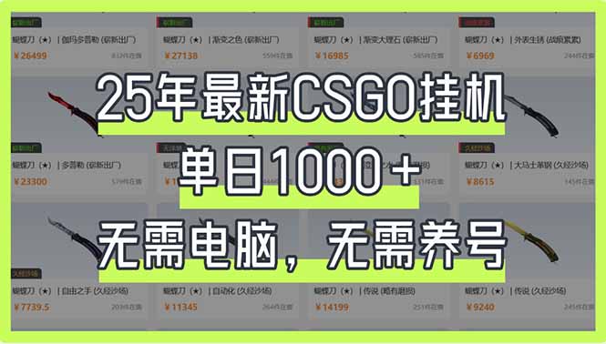（14178期）25年最新CSGO挂机系统，单日1000+，无需电脑，无需养号，0基础可上手-华创副业项目资源站