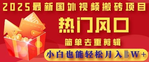 2025最新视频搬砖项目，热门风口，简单去重剪辑，小白也能轻松月入过W-华创副业项目资源站