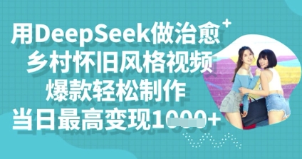 用DeepSeek做治愈乡村怀旧风格视频，爆款轻松制作，当日最高变现多张-华创副业项目资源站